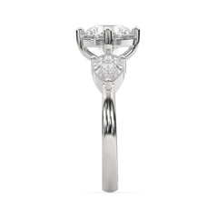 Classic Three-Stone Engagement Ring with Pear Side Diamonds