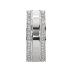 Double Row Diamond Accent Wide Band