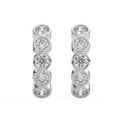 Round Lab Grown Diamond Bezel Hoop Earring