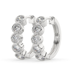 Round Lab Grown Diamond Bezel Hoop Earring