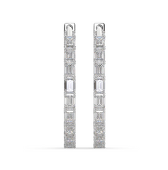 Classic Emerald-Cut Lab Grown Diamond Hoop Earrings