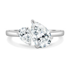 Double Pear Shape Lab Grown Diamond Toi et Moi Ring