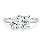 Dual Stone Toi et Moi Ring in Pear and Radiant Cuts Lab Grown Diamond