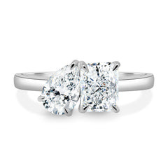 Dual Stone Toi et Moi Ring in Pear and Radiant Cuts Lab Grown Diamond