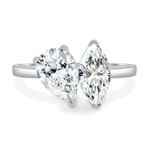 Dual Stone Toi et Moi Ring in Pear and Marquise Cuts Lab Grown Diamond