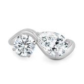Dual Stone Toi et Moi Ring in Pear and Round Cuts Lab Grown Diamond