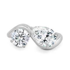 Dual Stone Toi et Moi Ring in Pear and Round Cuts Lab Grown Diamond
