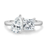 Dual Stone Toi et Moi Ring in Pear and Princess Cuts Lab Grown Diamond