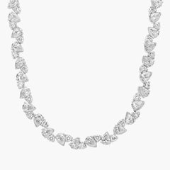 Elegant Alternating Pear and Round Diamond Necklace