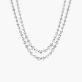 Exquisite Round Lab Diamond Double Raw Tennis Necklace