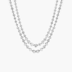 Exquisite Round Lab Diamond Double Raw Tennis Necklace