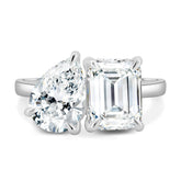 Dual Stone Toi et Moi Ring in Pear and Emerald Cuts Lab Grown Diamond