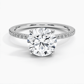Round Lab Grown Diamond Accent Hidden Halo Engagement Ring
