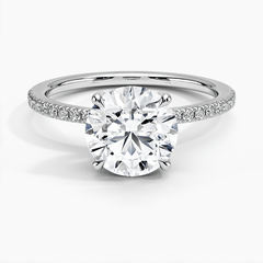 Round Lab Grown Diamond Accent Hidden Halo Engagement Ring