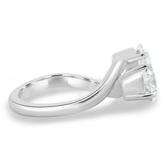 Dual Stone Toi et Moi Ring in Pear and Round Cuts Lab Grown Diamond