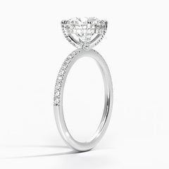 Round Lab Grown Diamond Accent Hidden Halo Engagement Ring