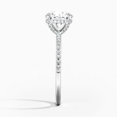 Round Lab Grown Diamond Accent Hidden Halo Engagement Ring