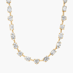 Fancy Shape Diamond Station Tennis Necklace