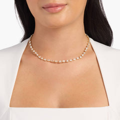 Fancy Shape Diamond Station Tennis Necklace