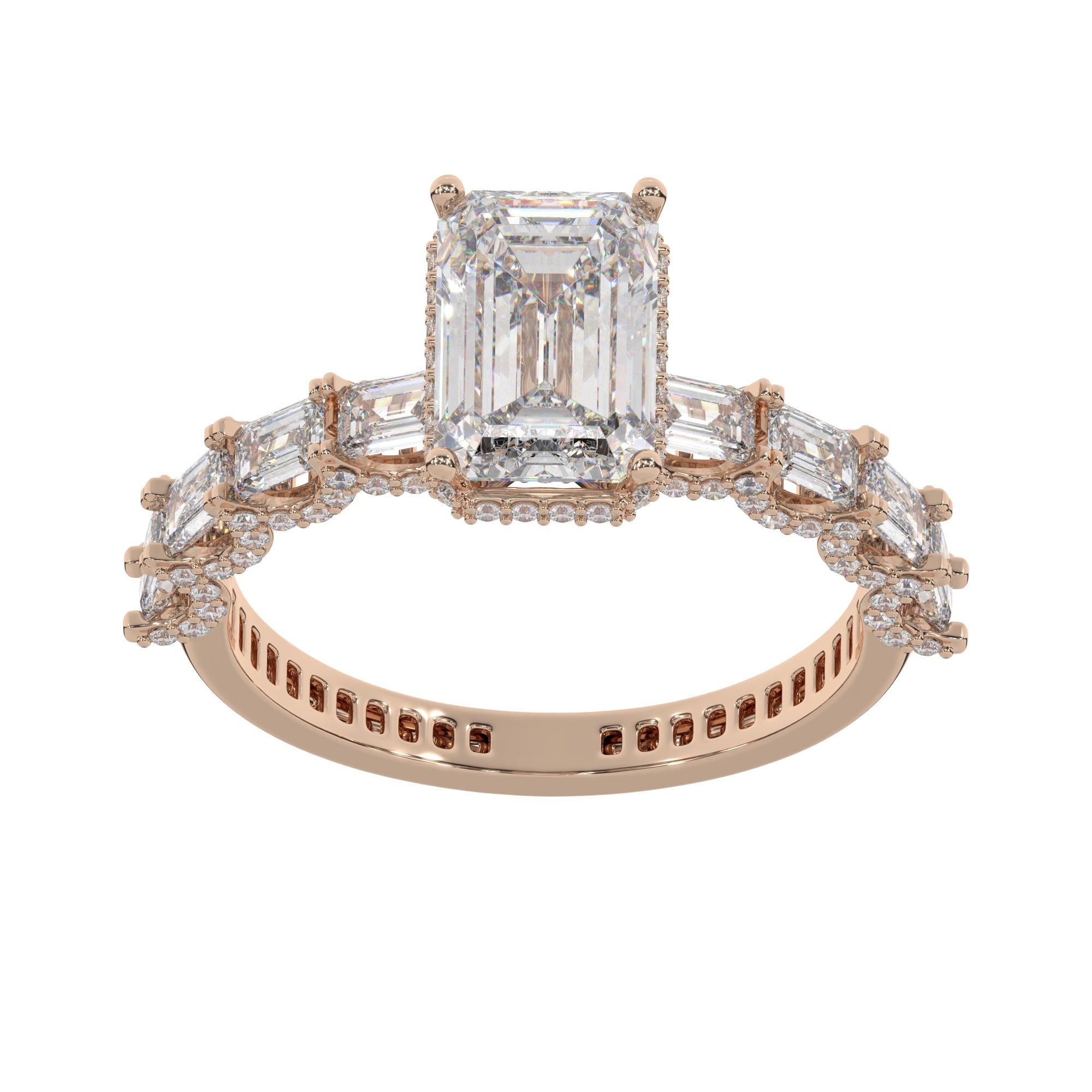 Emerald Lab Grown Diamond Accent Engagement Ring