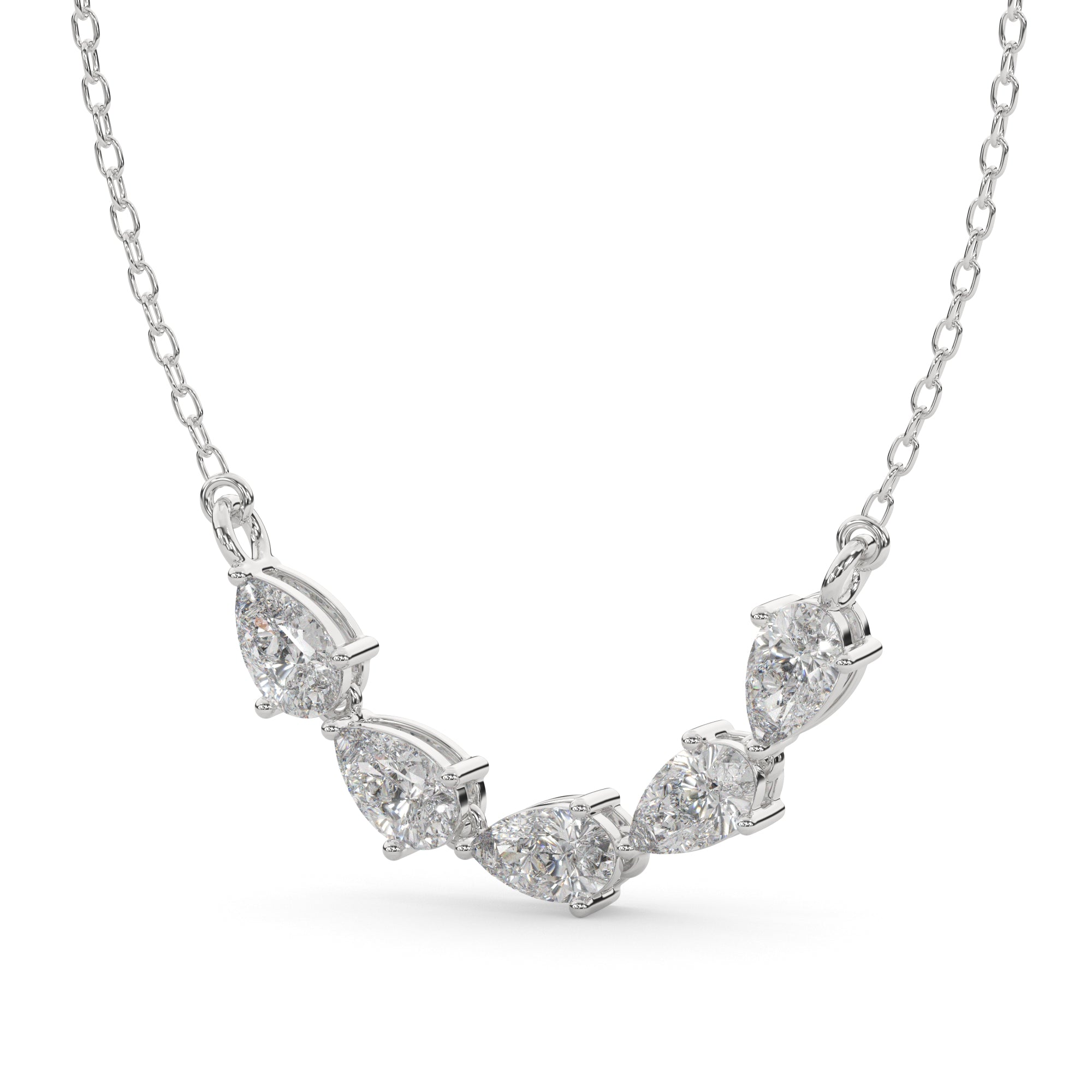 1.75 CTW Pear Lab Grown Diamond Curved Five Stone Pendant