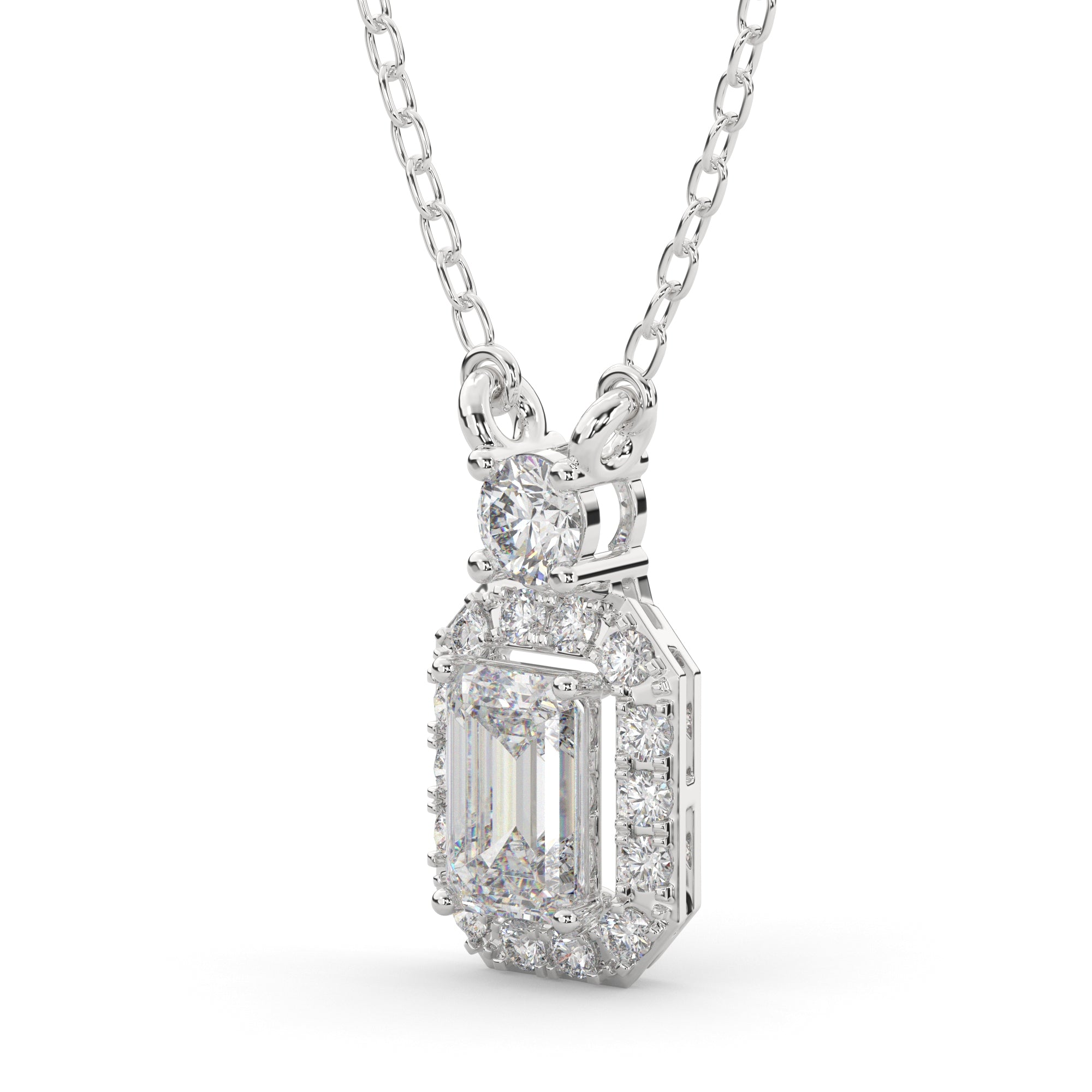0.75 CTW Emerald Lab Grown Diamond Halo Pendant