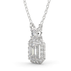 0.75 CTW Emerald Lab Grown Diamond Halo Pendant