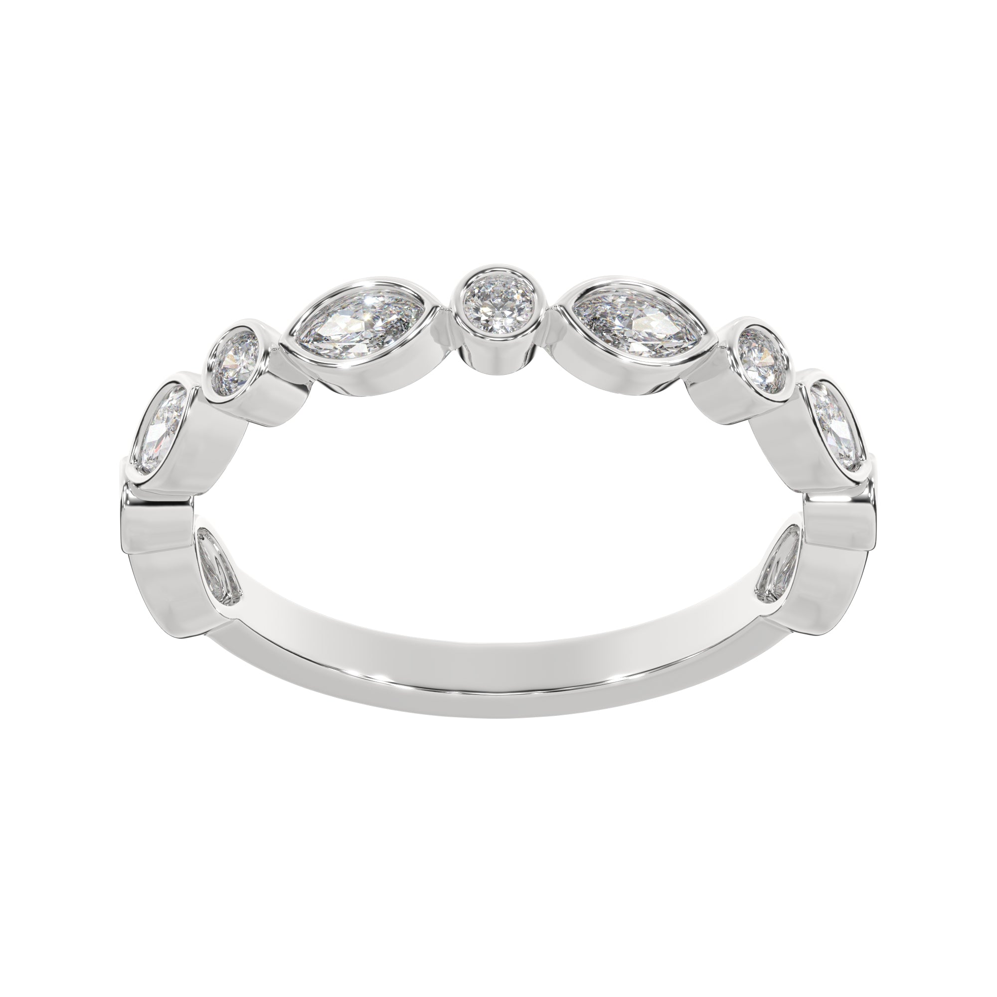 0.50 CTW Vintage-Inspired Marquise & Round Bezel Diamond Band