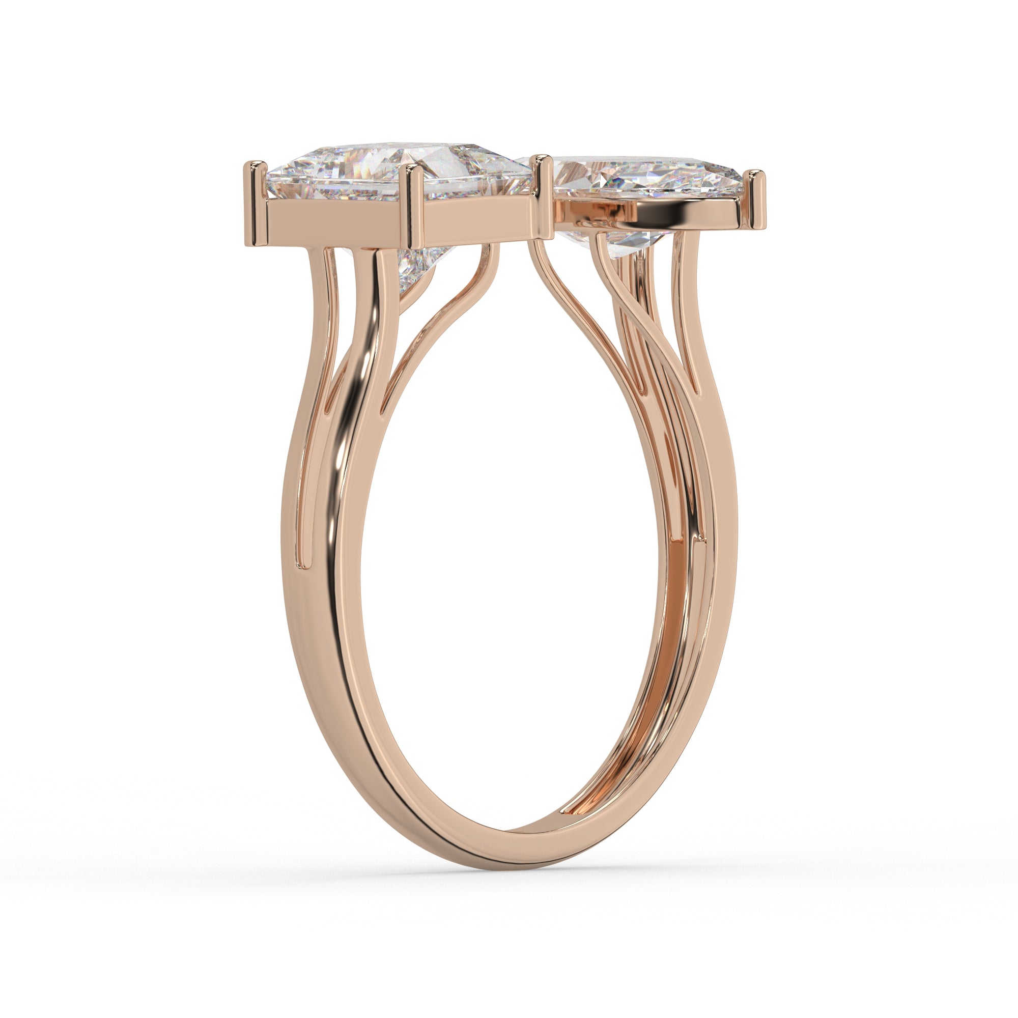 Two-Stone Marquise and Princess Cuts Lab Grown Diamond Engagement Ring