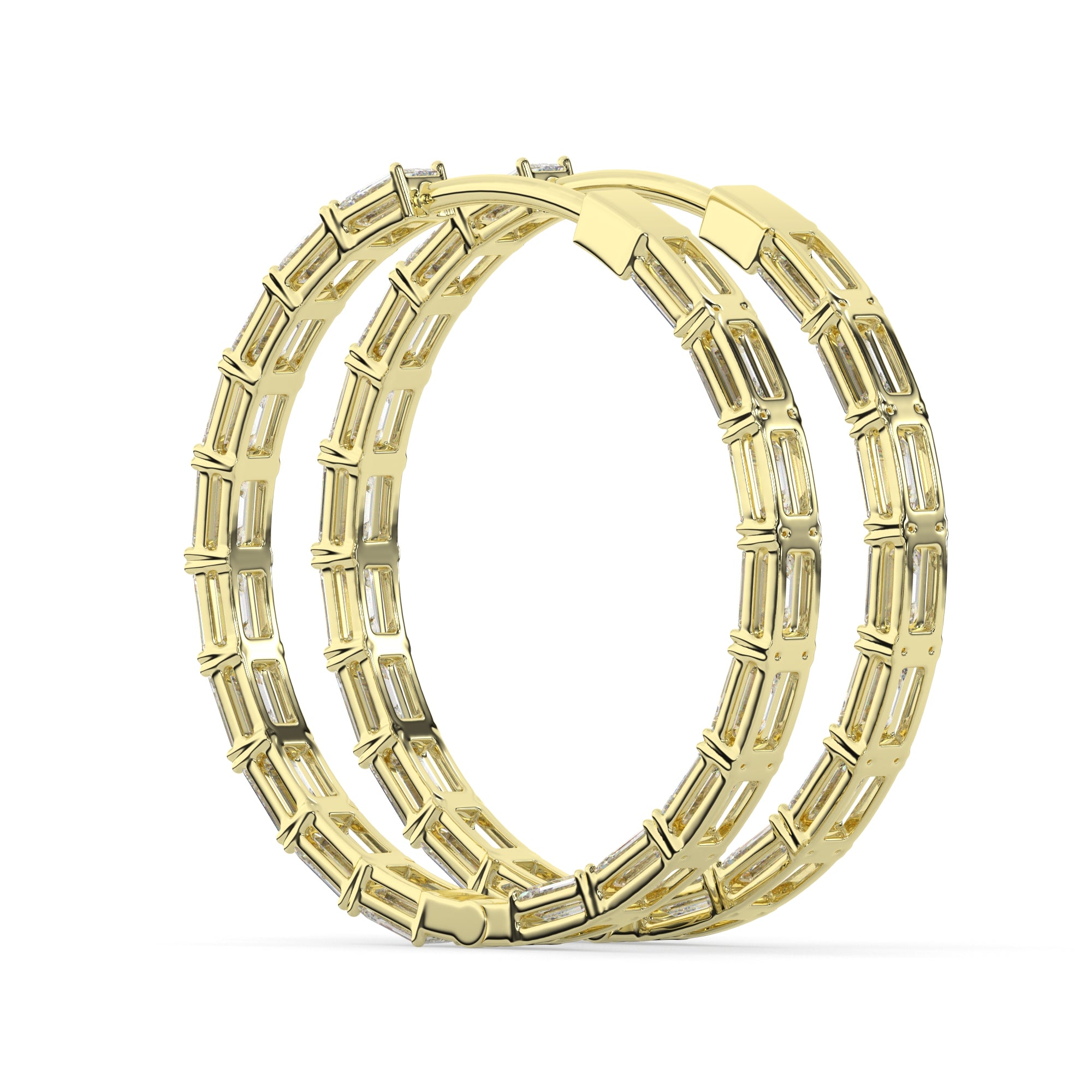 Classic Emerald-Cut Lab Grown Diamond Hoop Earrings