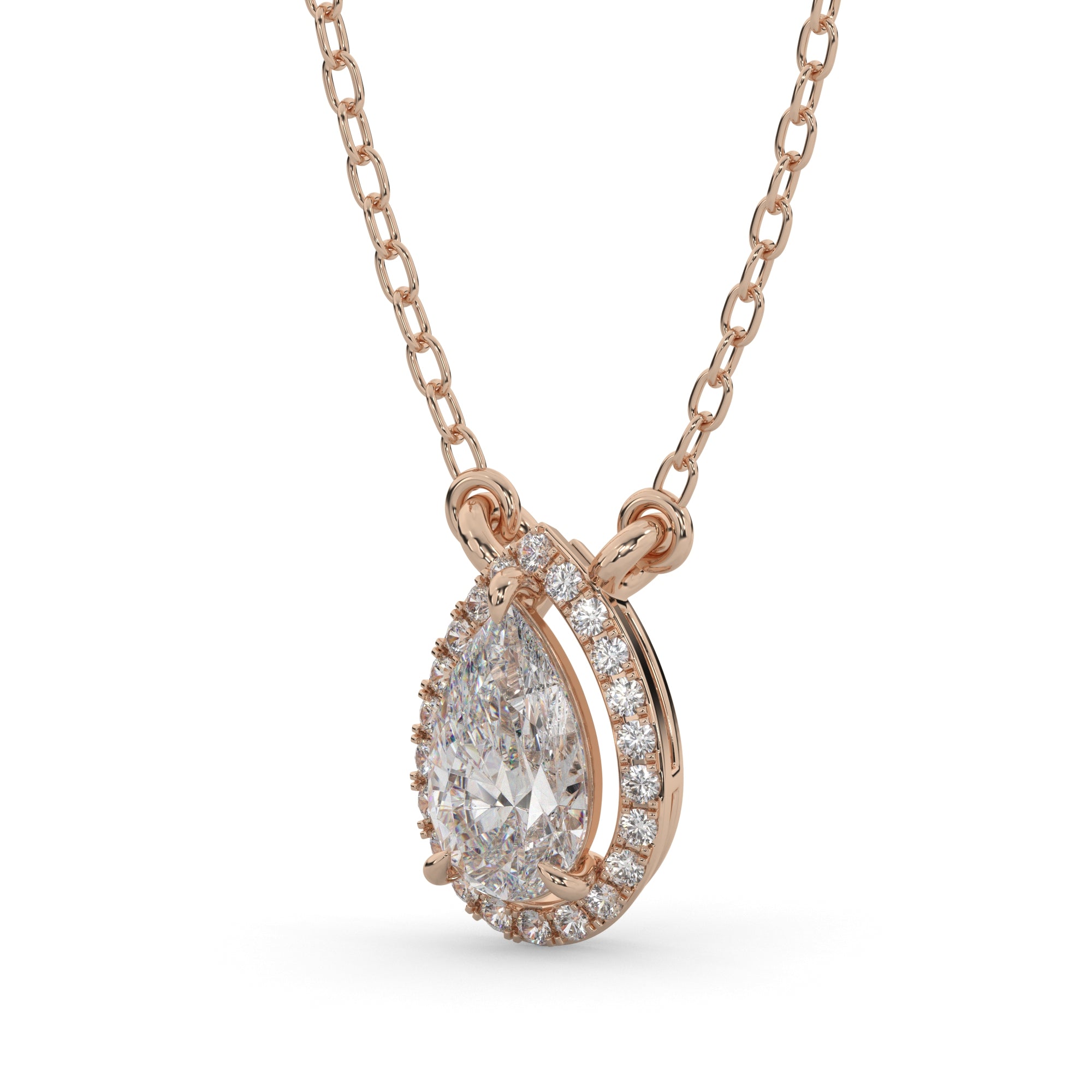 0.80 CTW Pear Lab Grown Diamond Halo Pendant