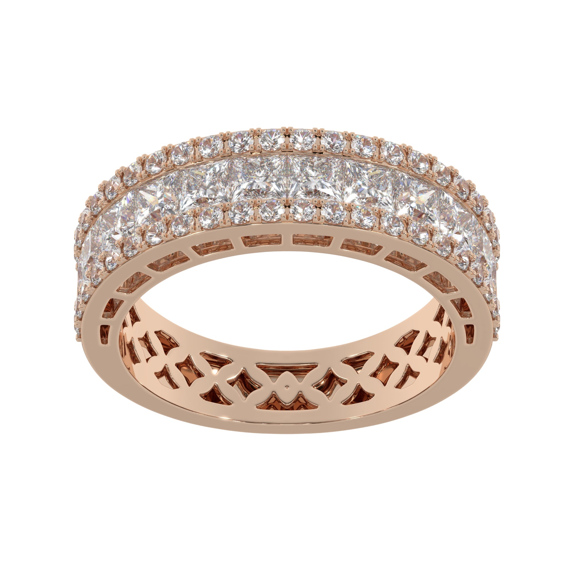 2.00 CTW Princess & Round Diamond Crownline Wide Band