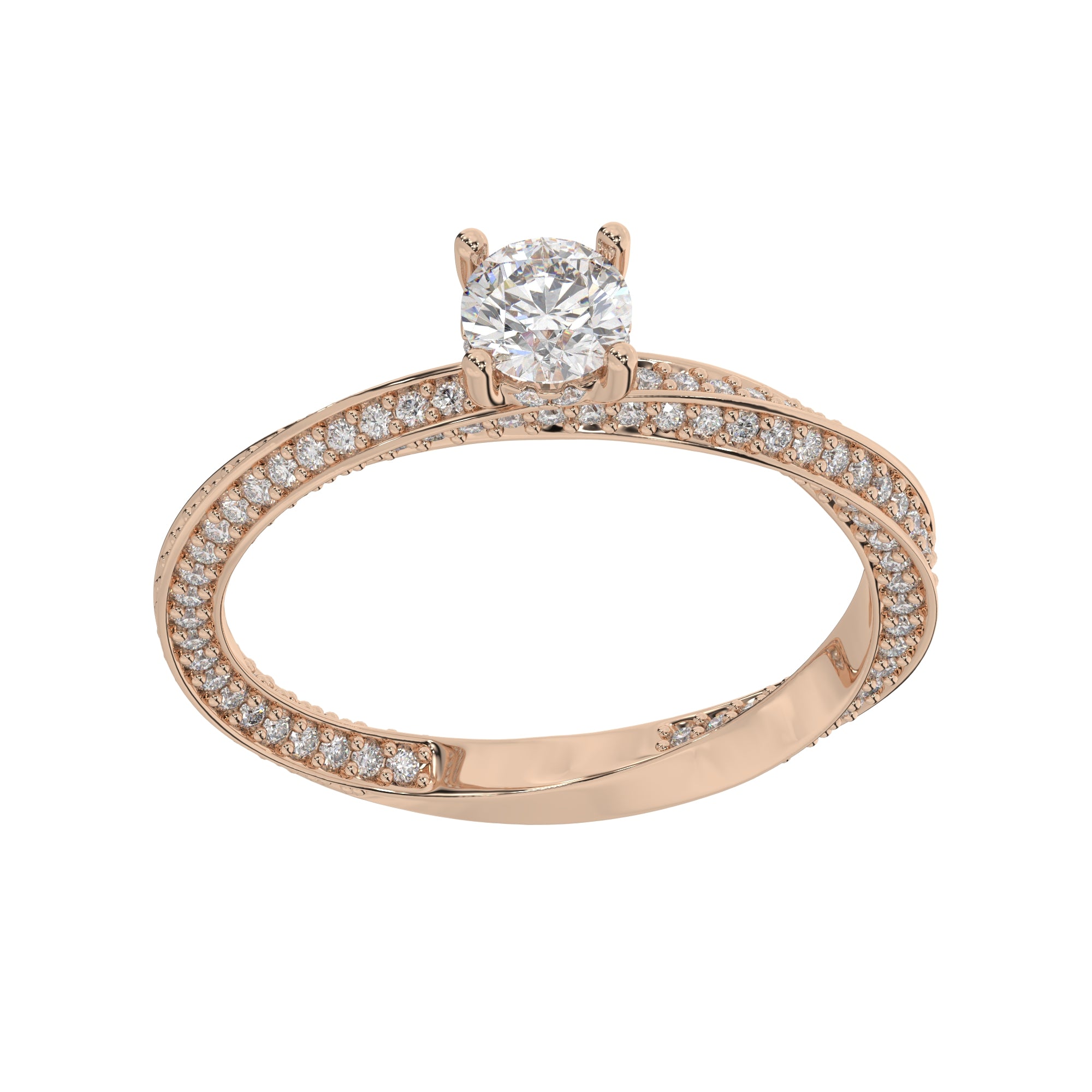Pavé Split Shank Round-Cut Lab Grown Diamond Engagement Ring