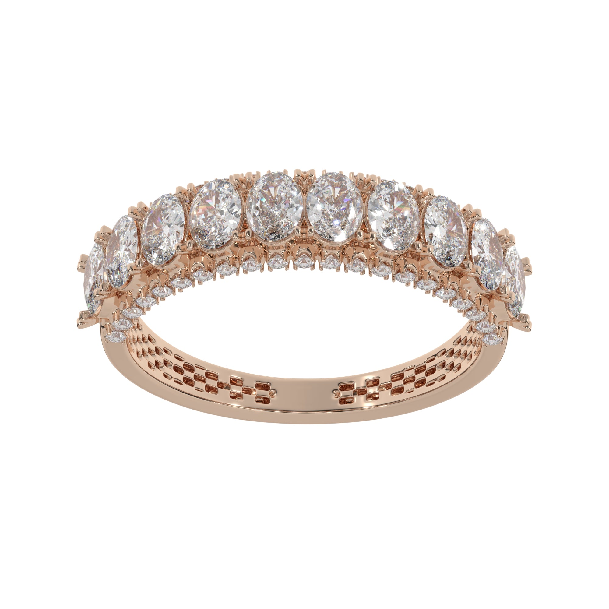 1.25 CTW Oval Diamond Two - Tier With Pave Accent Diamond Ring