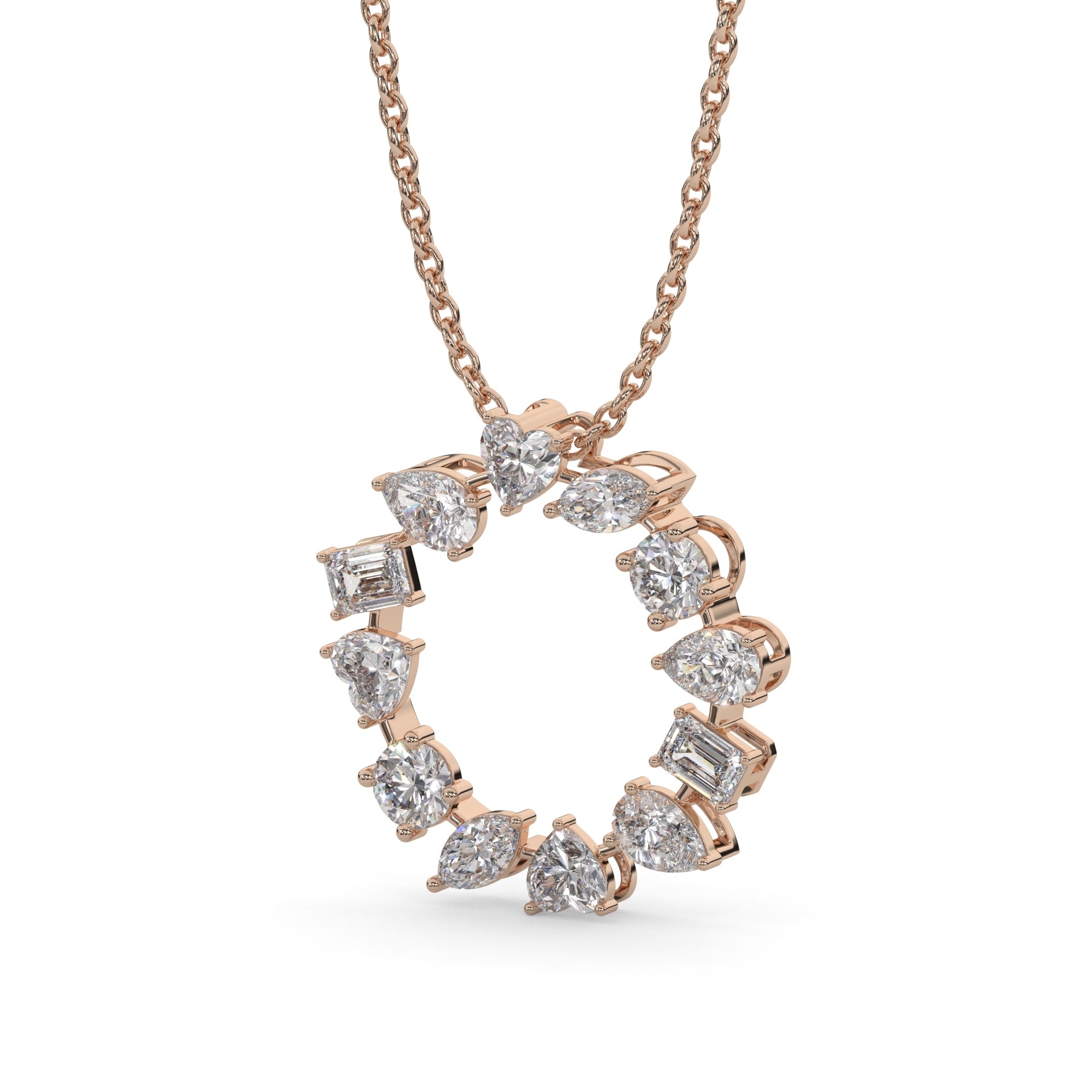 2.20 CTW Multi-Shape Lab Grown Diamond Circle Pendant