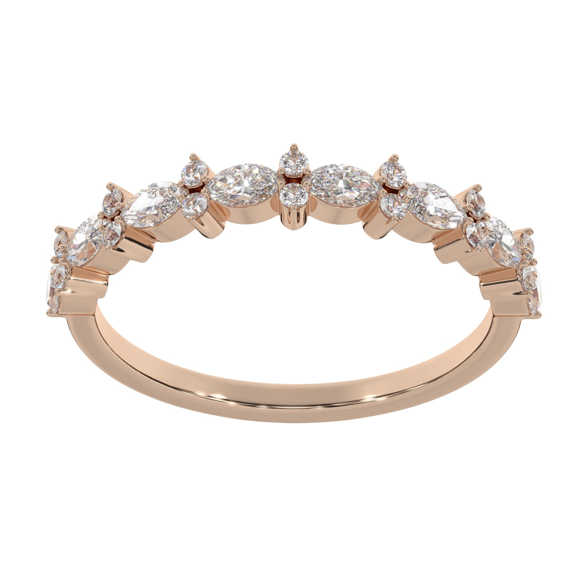 0.50 CTW Petite Marquise & Round Cluster Diamond Ring
