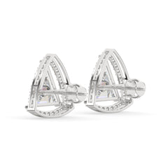 Trillion-Cut Diamond Halo Stud Earrings
