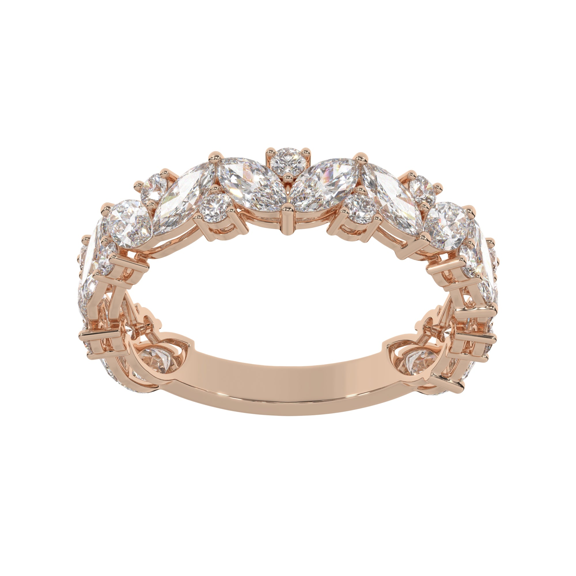 2.45 CTW Marquise & Round Diamond Floral Eternity Band