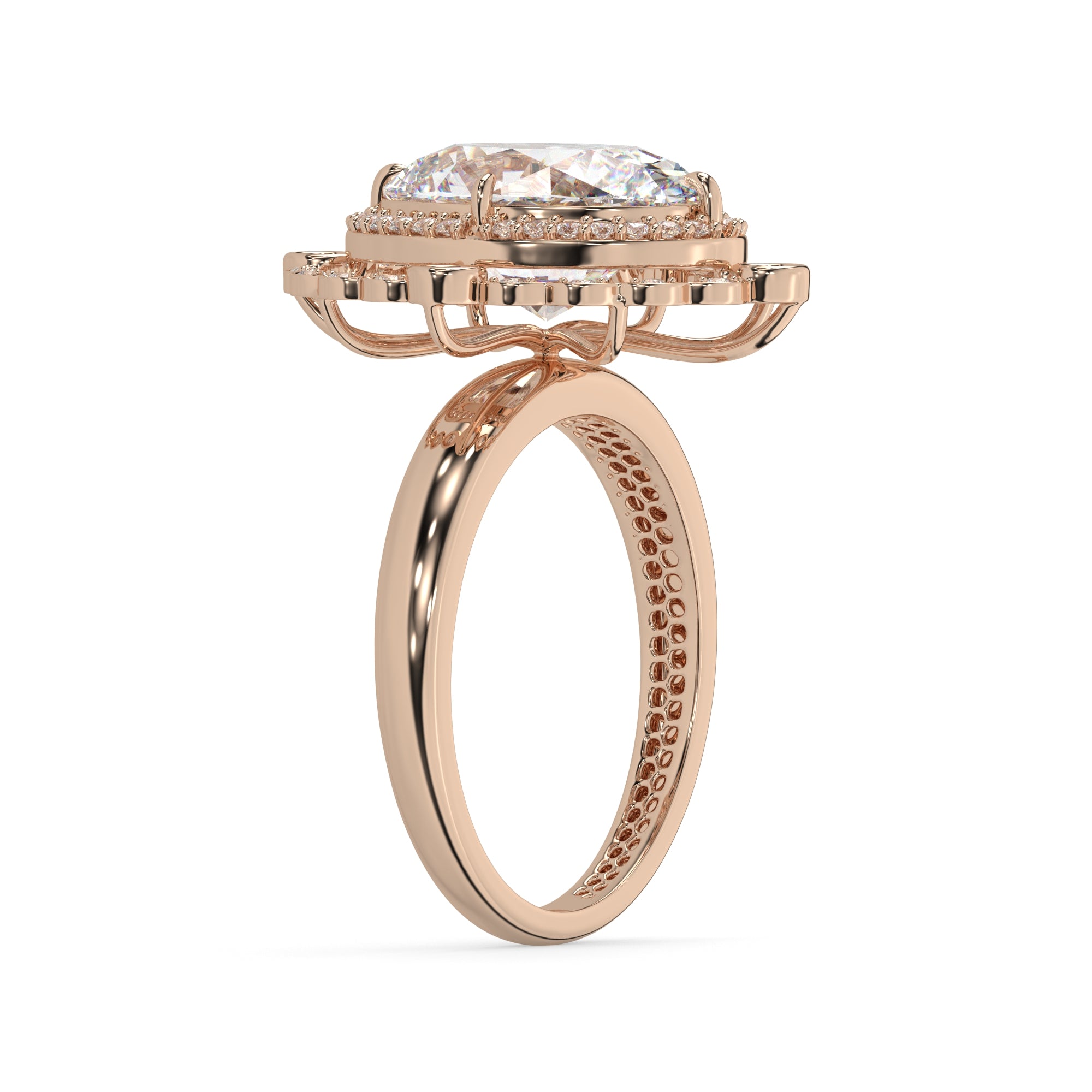Oval Lab Diamond Vintage Inspired Halo Engagement Ring