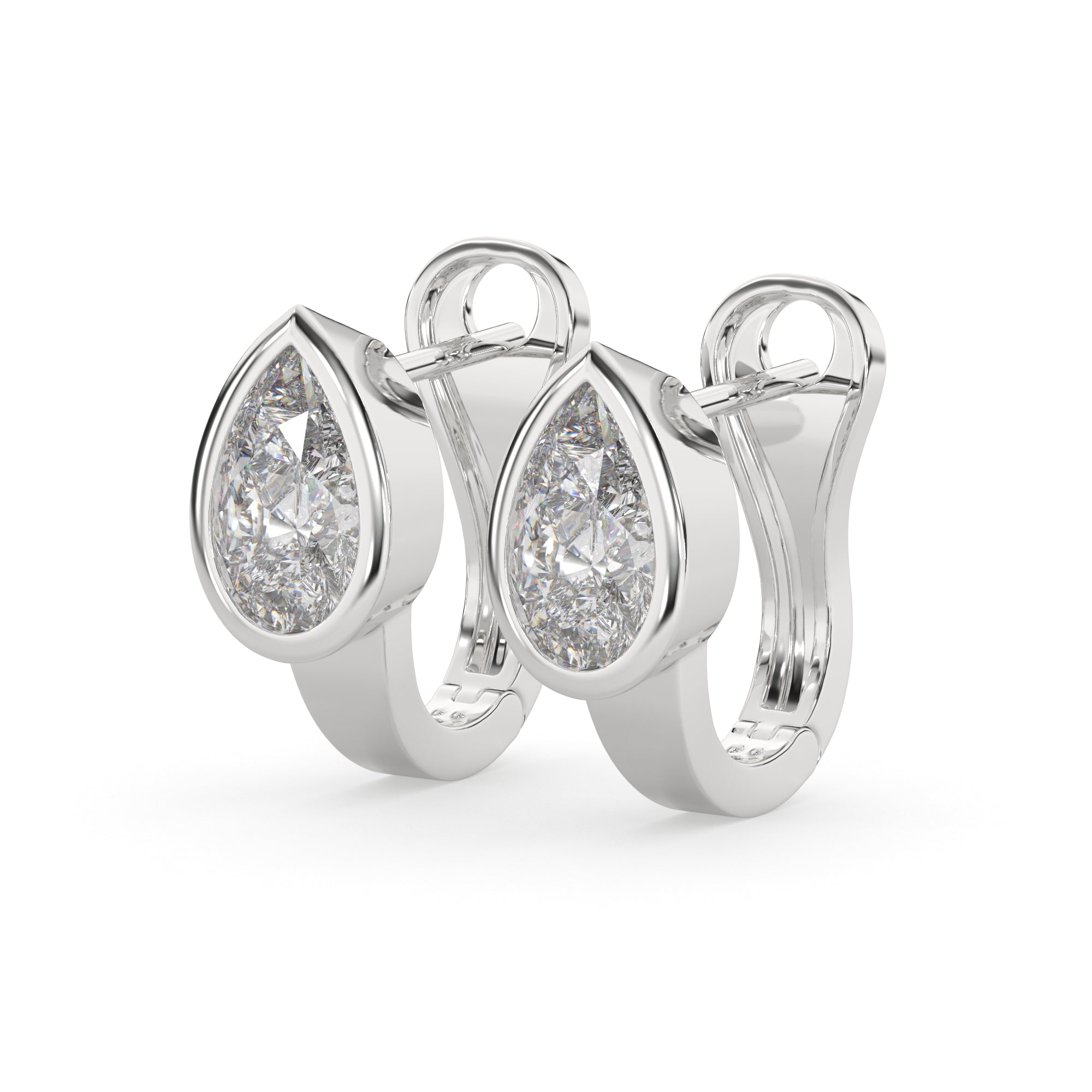 Pear Lab Grown Diamond Bezel Hoop Earring