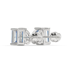 Blue Emerald-Cut and Pear Diamond Two Tone Stud Earrings