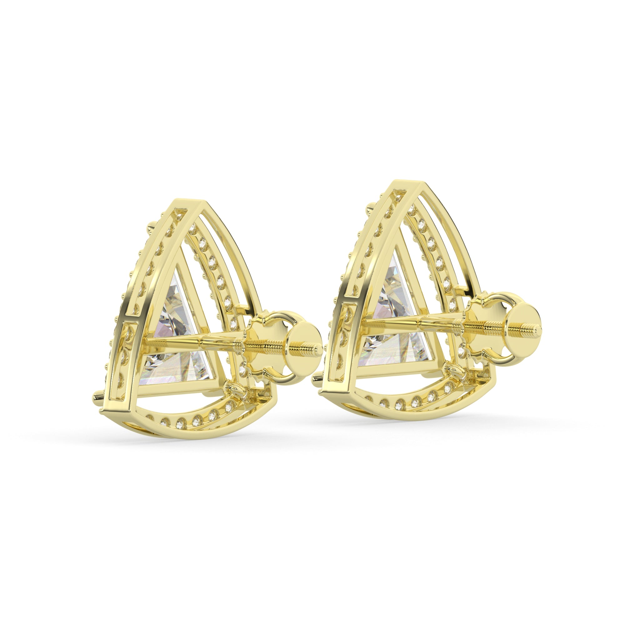 Trillion-Cut Diamond Halo Stud Earrings