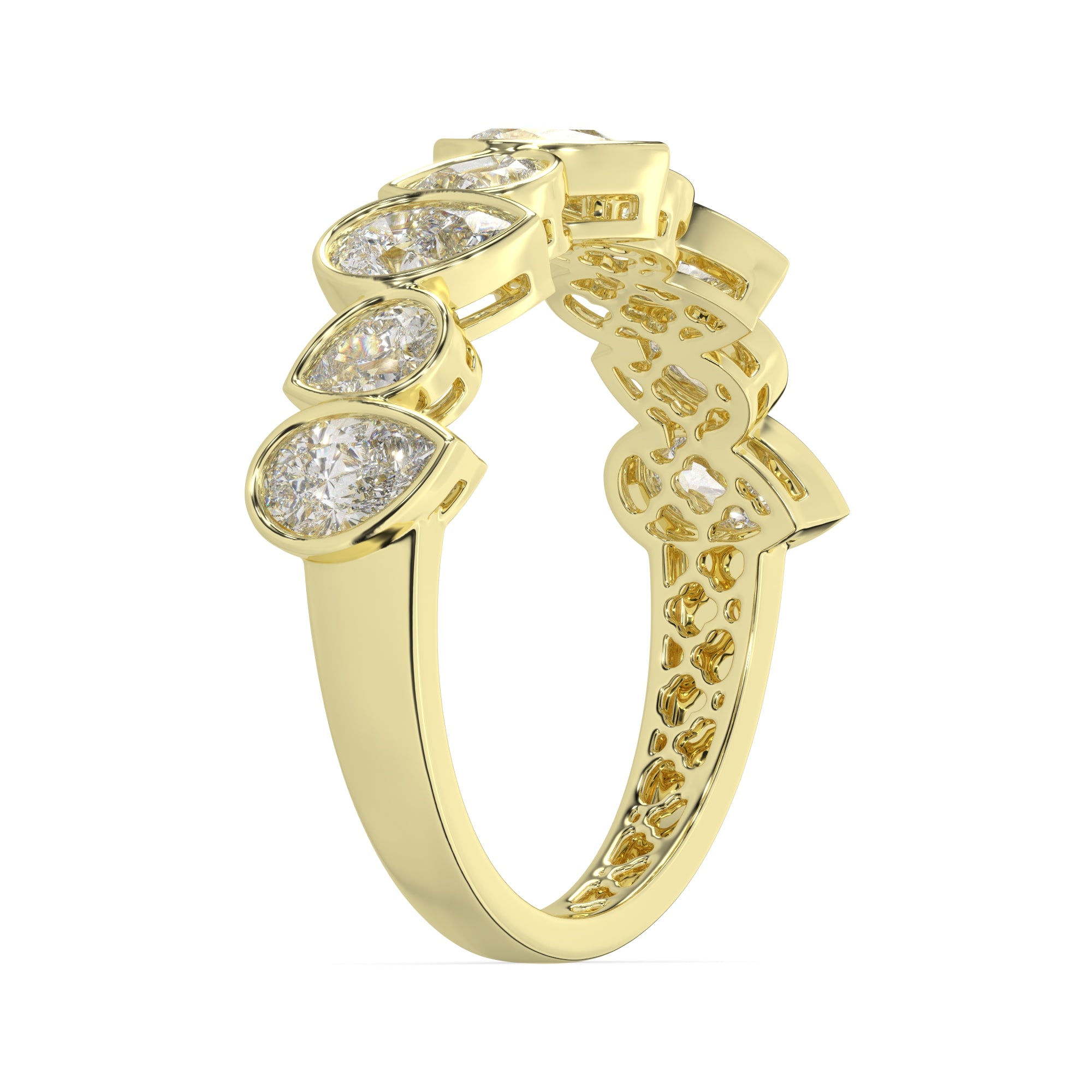 1.85 CTW Pear Diamond Bezel Eternity Ring