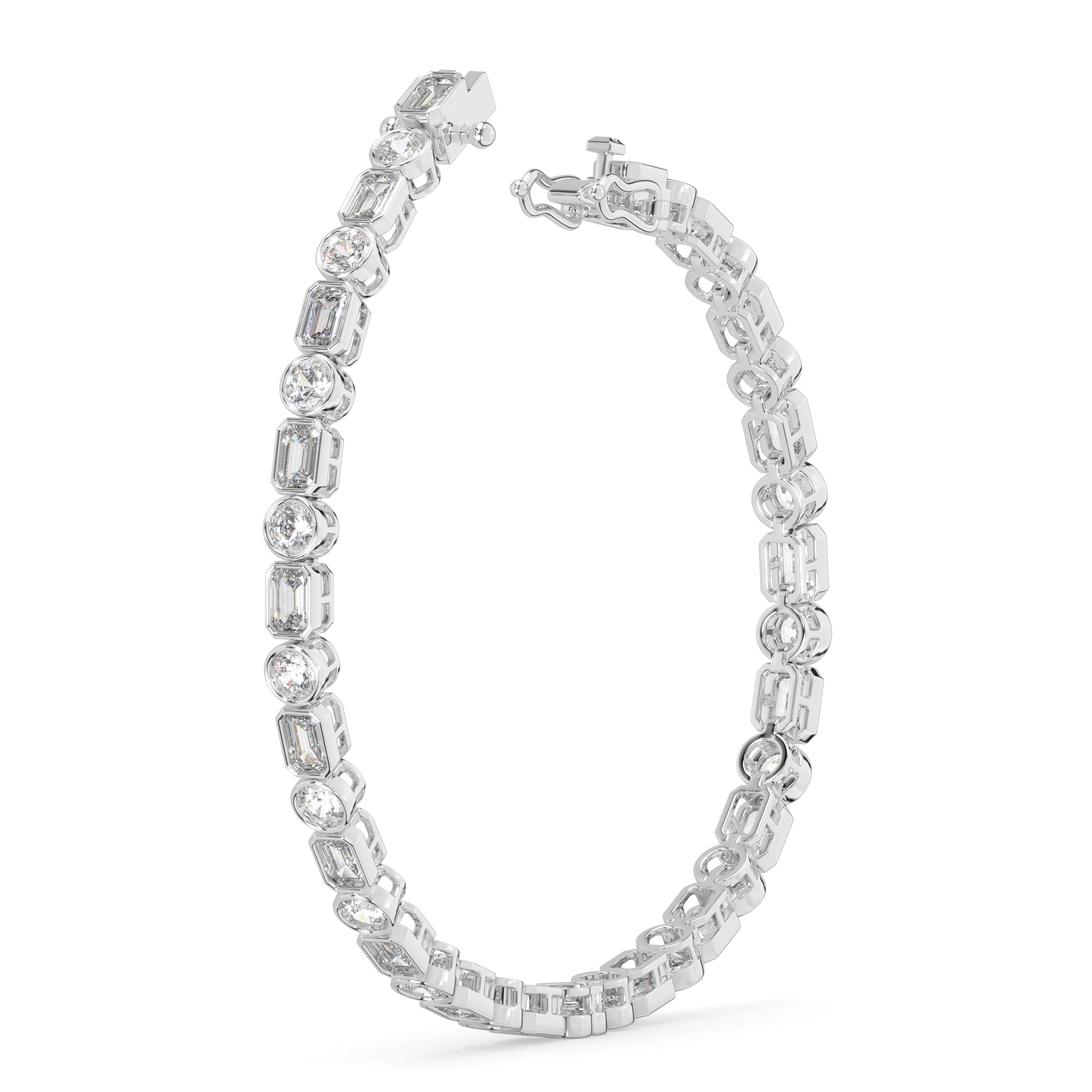 6.20 CTW Mixed-Cut Lab Grown Diamond Bezel Tennis Bracelet