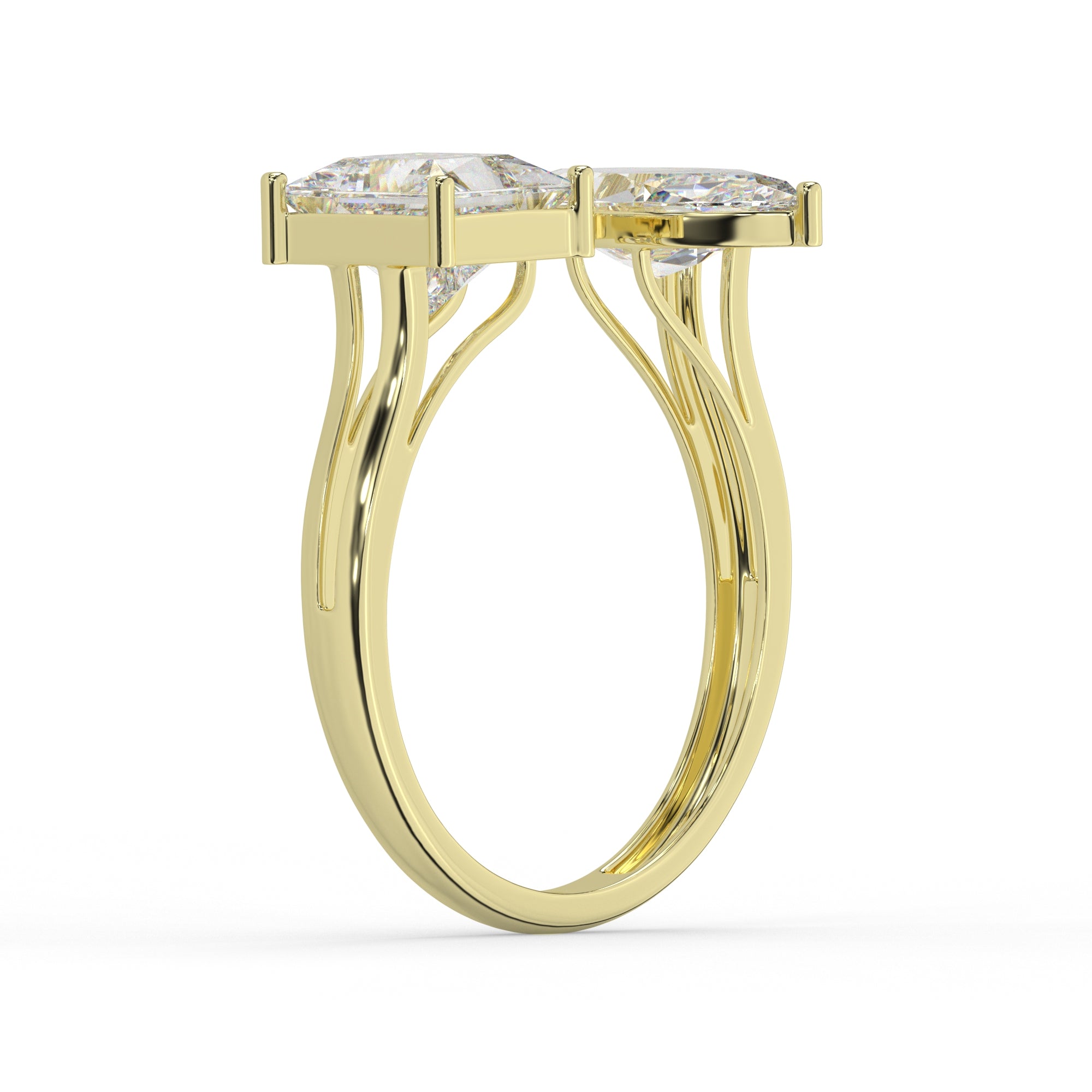 Two-Stone Marquise and Princess Cuts Lab Grown Diamond Engagement Ring