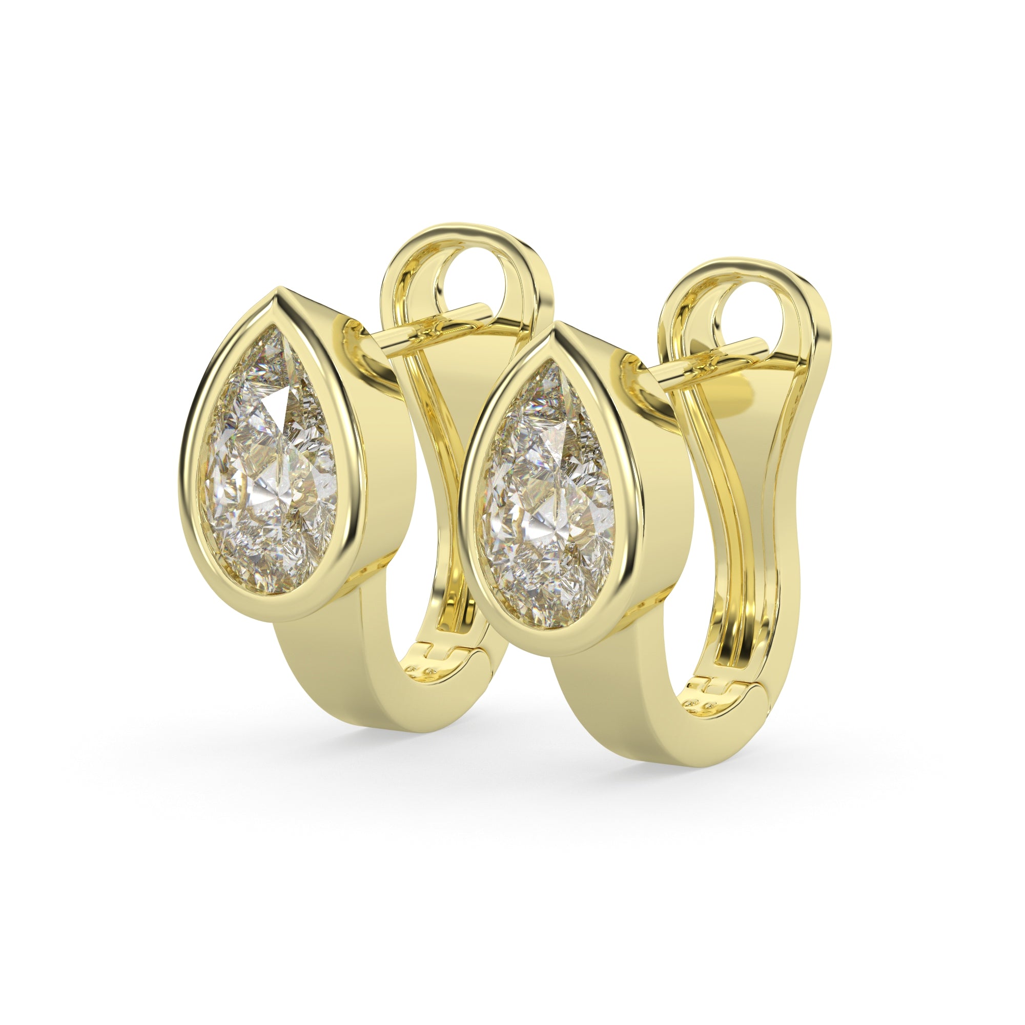 Pear Lab Grown Diamond Bezel Hoop Earring