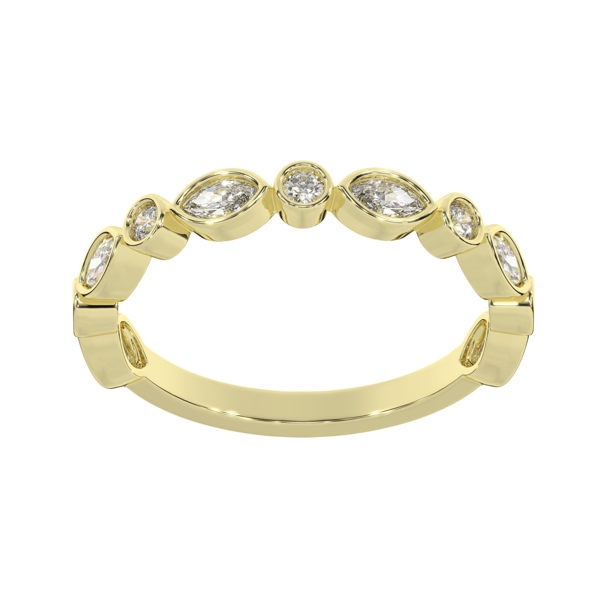 0.50 CTW Vintage-Inspired Marquise & Round Bezel Diamond Band