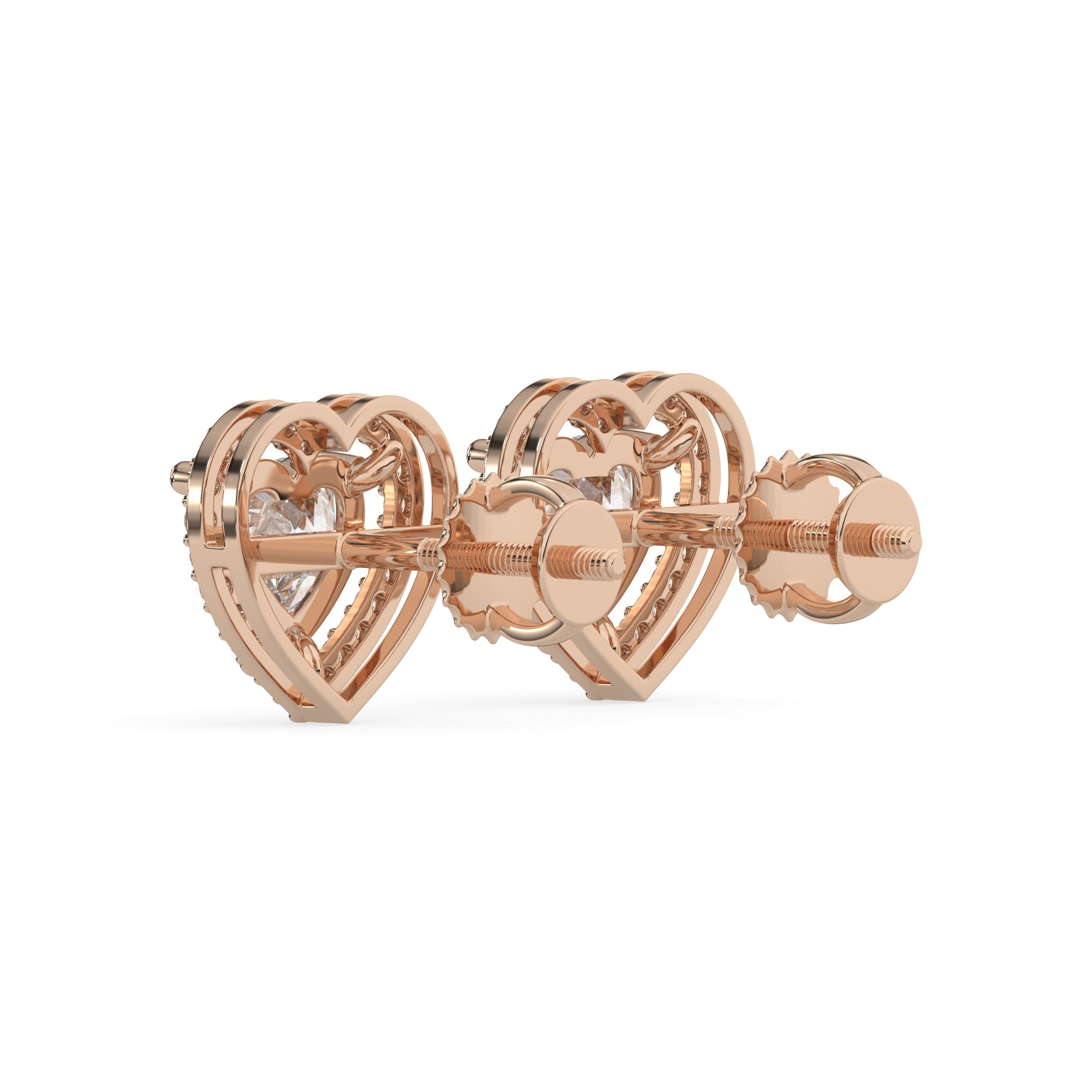 Heart-Cut Diamond Halo Stud Earrings