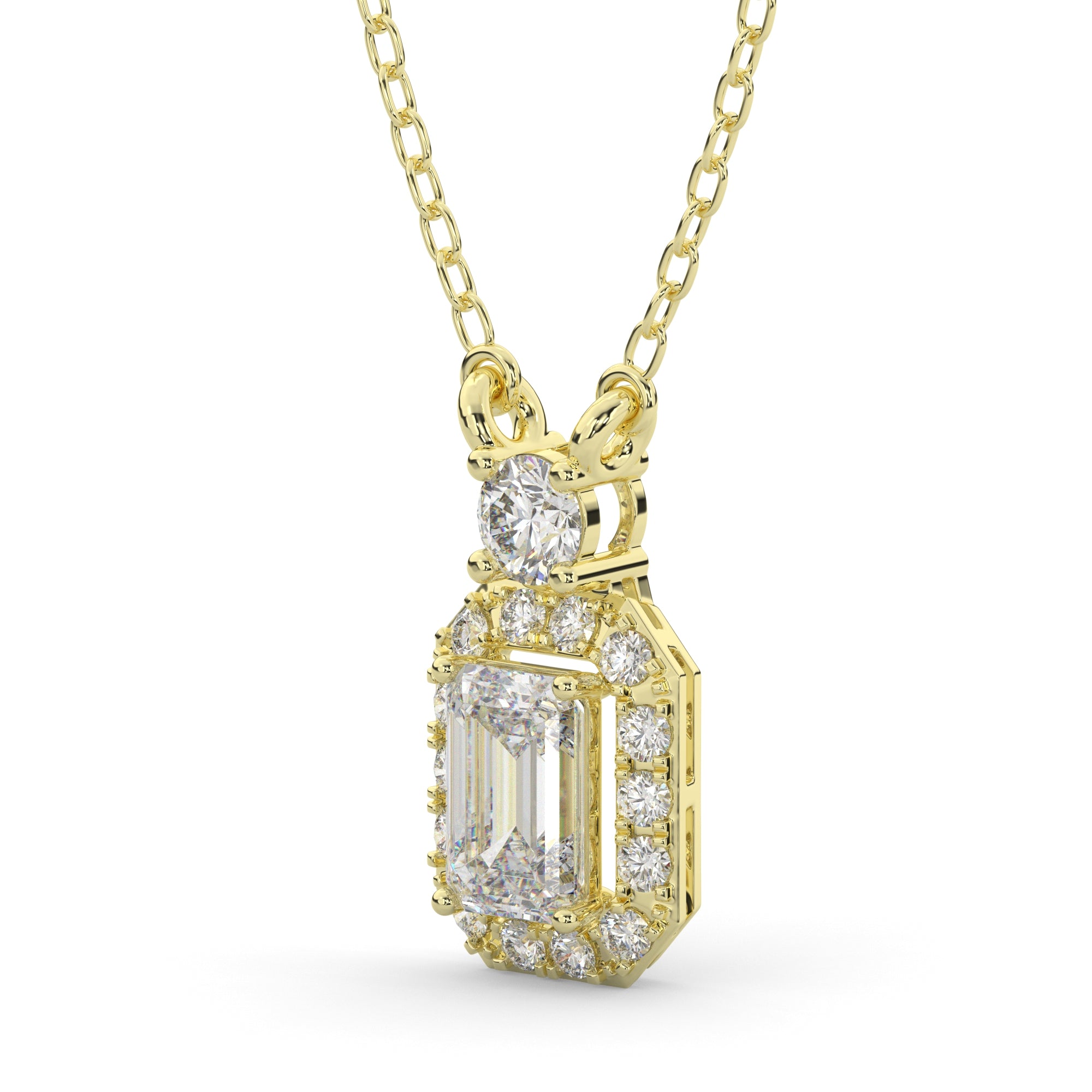 0.75 CTW Emerald Lab Grown Diamond Halo Pendant