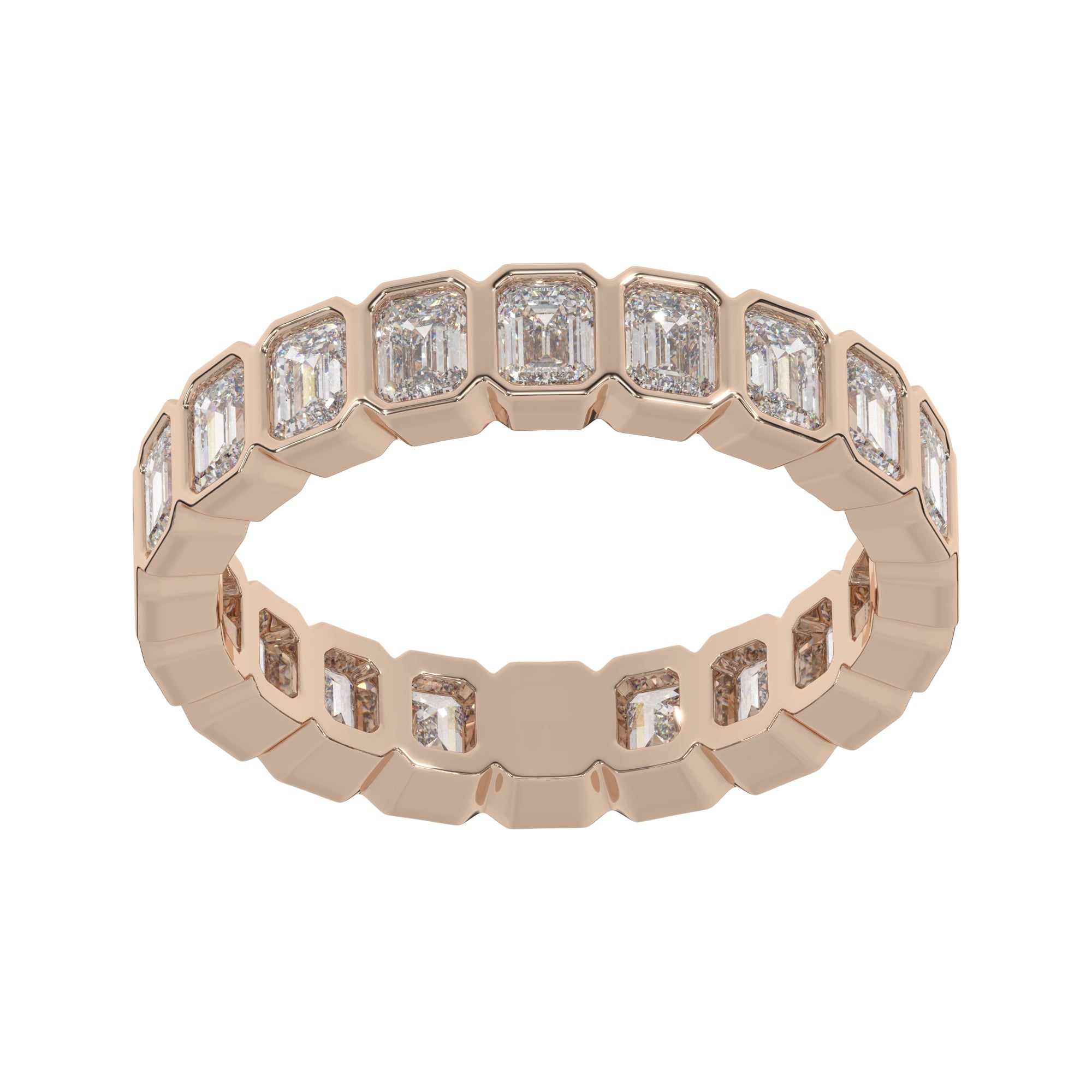 2.25 CTW Emerald Bezel Eternity Ring